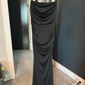 Black Draped Maxi Skirt - Brand Unknown